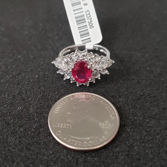 Ruby White Topaz Sterling Silver Ring SZ 8 TGW - Picture 10 of 14